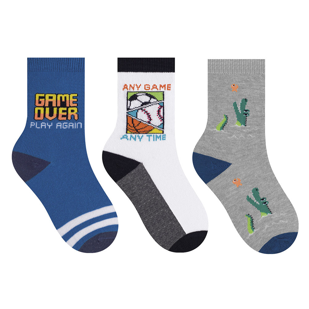 Kit 3 Pares Meia Cano Médio Infantil Menino Game - Selene