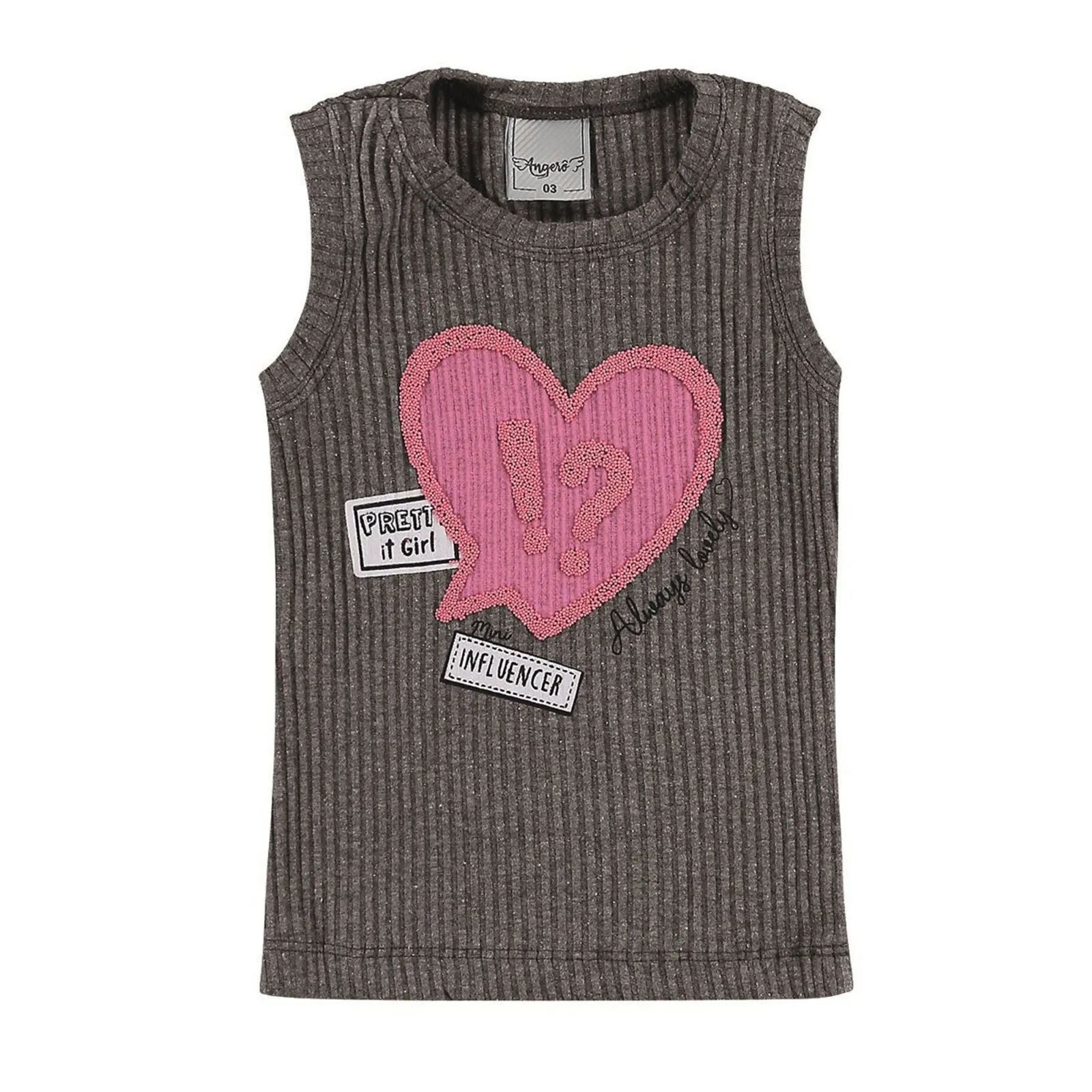 Blusa Estampa Coração Mini Influencer Cinza  - Angerô