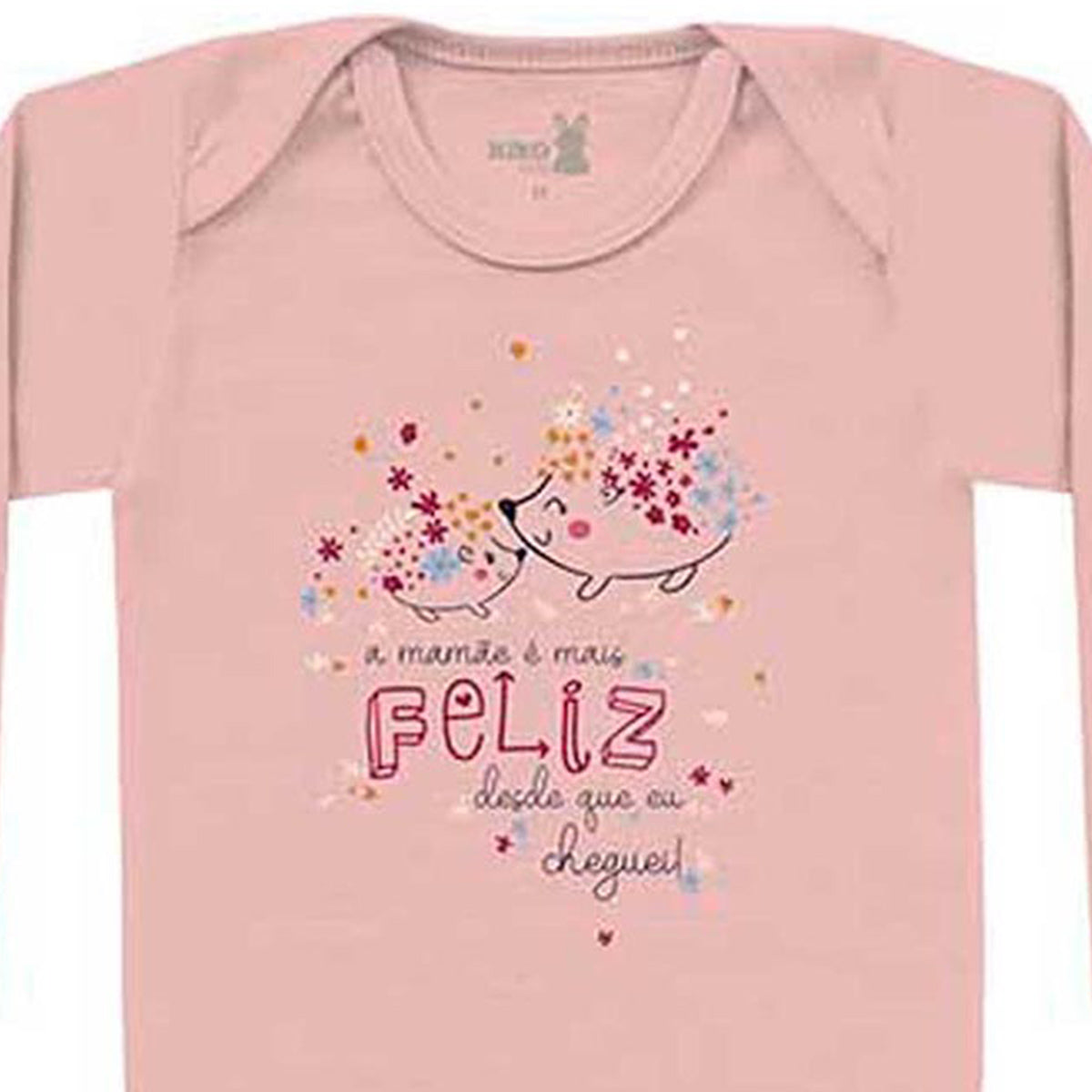 Body Manga Longa Bebê Menina Mamãe Feliz - Kiko Baby
