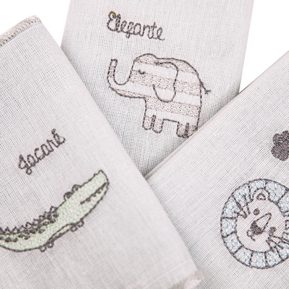 Pano de Boca Composê Bordado 38x38CM C/3 UN Selva - Papi