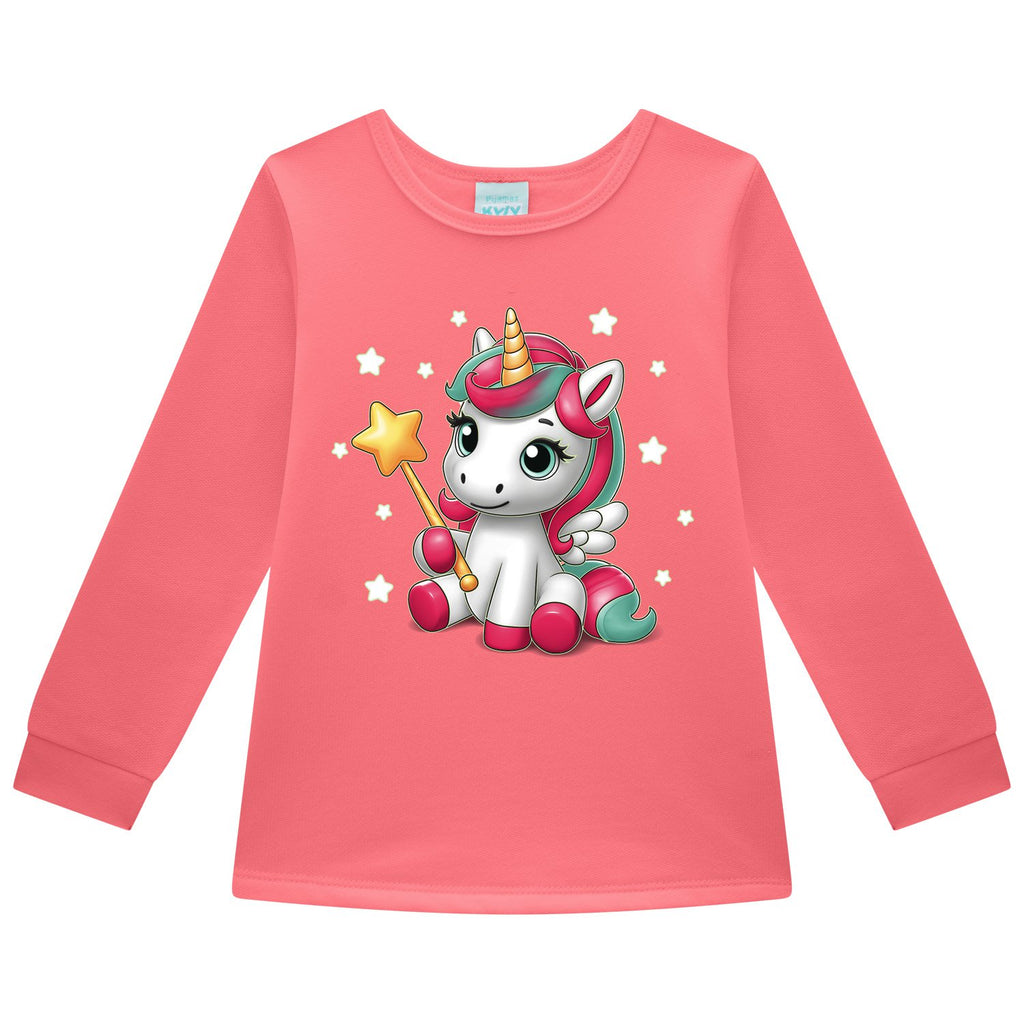 Pijama Moletom Peluciado Brilha no Escuro Unicórnio - Kyly
