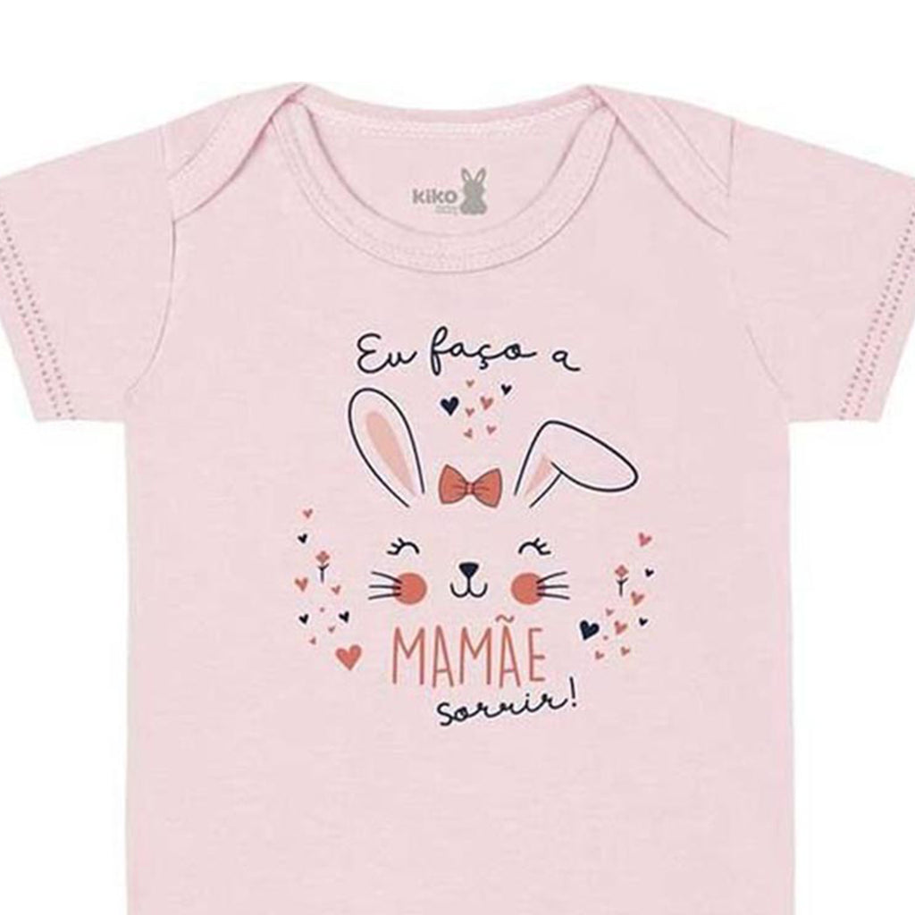 Body Manga Curta Bebê Menina Faço a Mamãe Sorrir - Kiko Baby