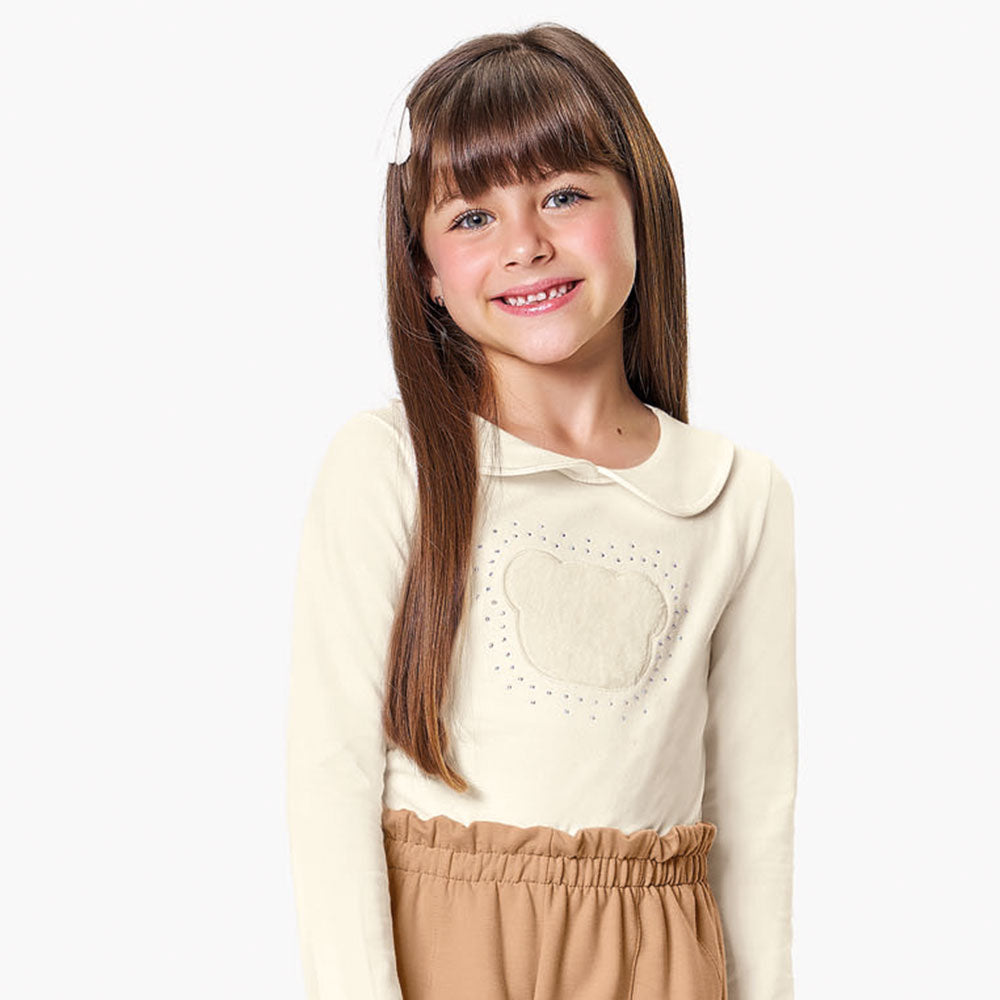 Blusa Infantil Menina em Cotton Com Gola - Kiko e Kika