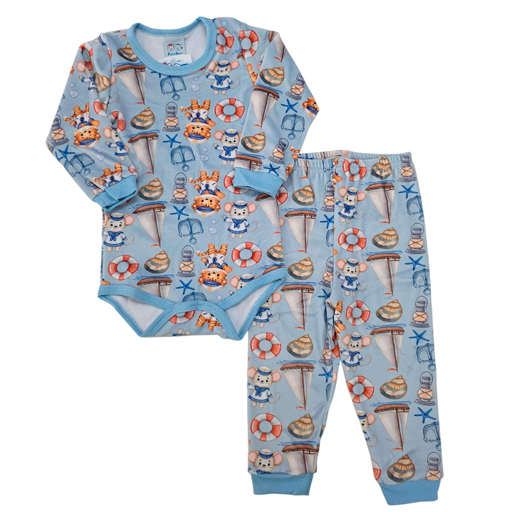 Conjunto Body e Calça Fleece Luxo Bebê Marinheiros - Rosebud