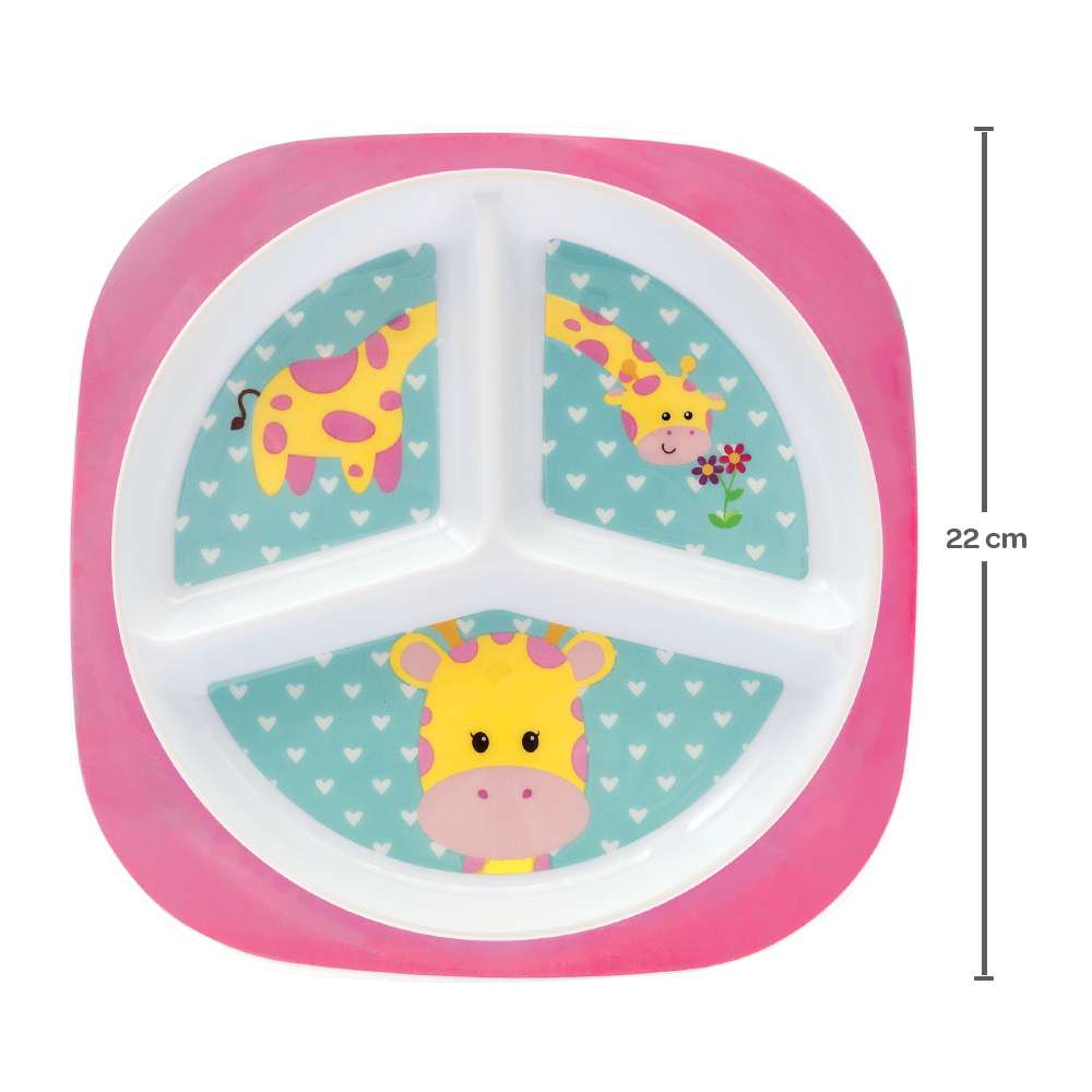 Prato Bebê Infantil Com Divisórias  Girafa - Buba