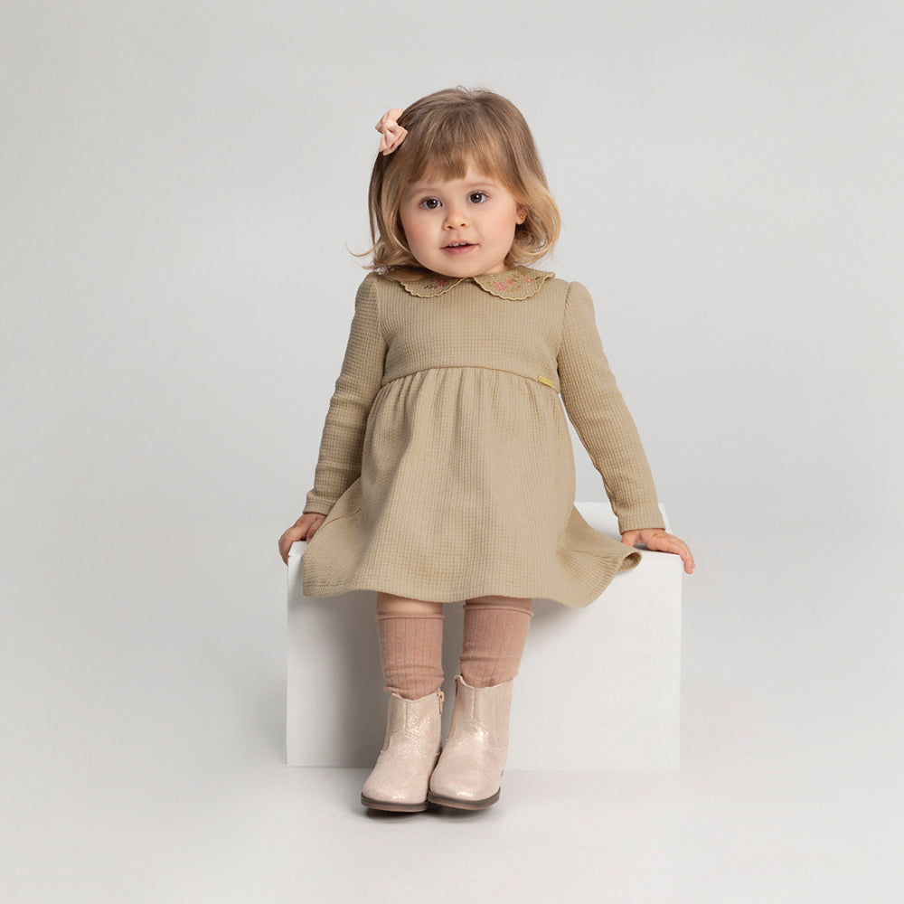 Vestido Infantil Malha Crochê Turquia - Alakazoo