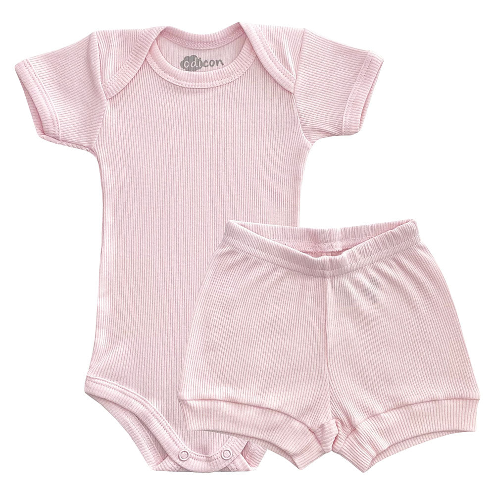 Conjunto Canelado Bebê Liso Body e Short - Odicon