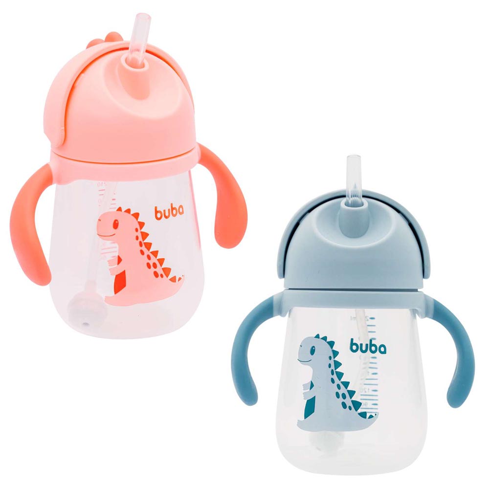 Copo de Transição Bebê (12m+) Com Alça e Canudo Dino - Buba