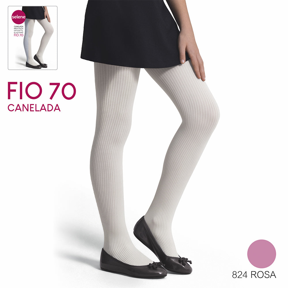 Meia-Calça Fio 70 Infantil Menina Canelada - Selene