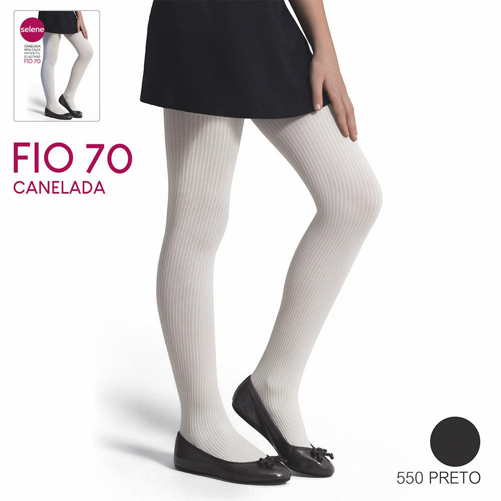 Meia-Calça Fio 70 Infantil Menina Canelada - Selene