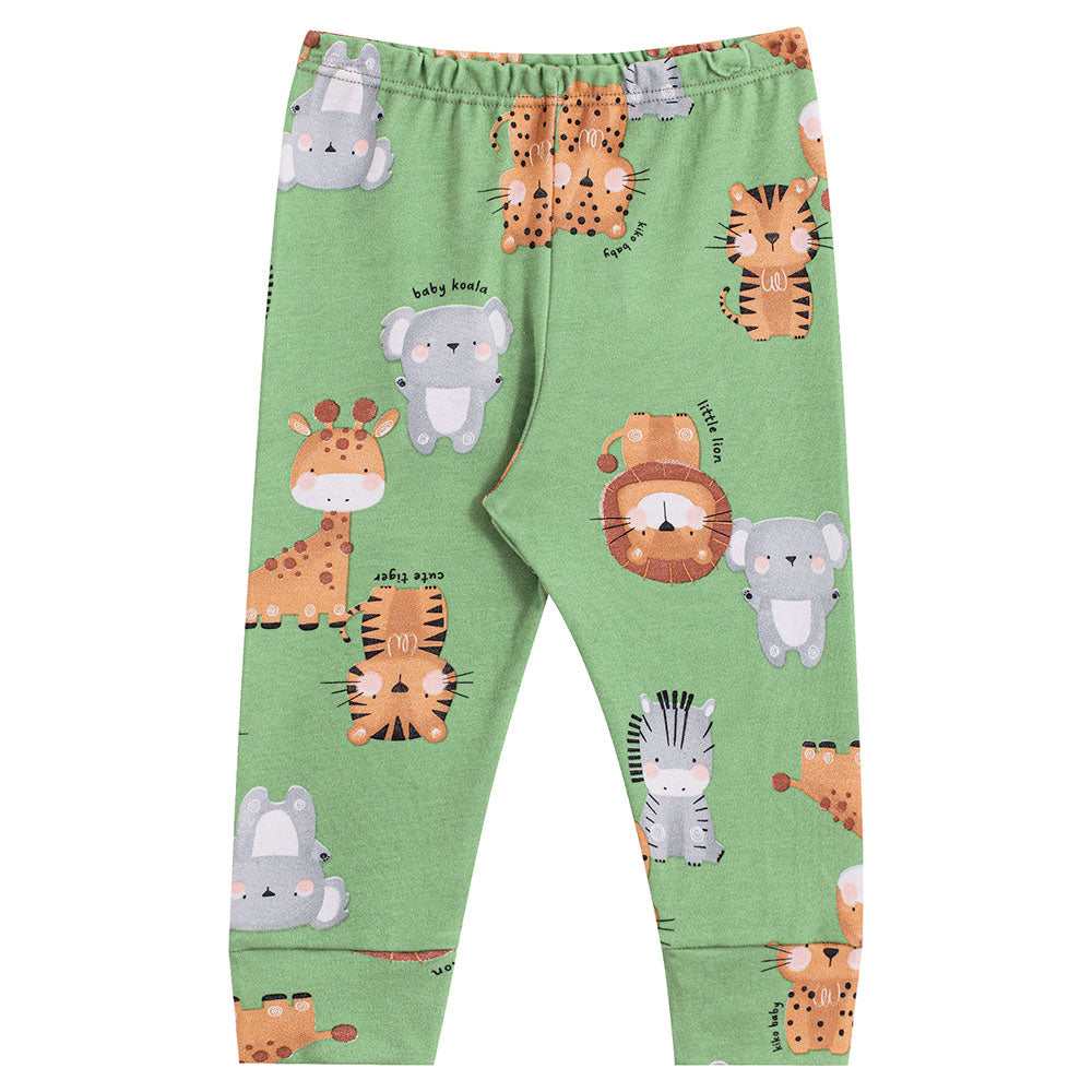 Calça Bebê Menino Vira Pé Suedine Verde Safári - Kiko Baby