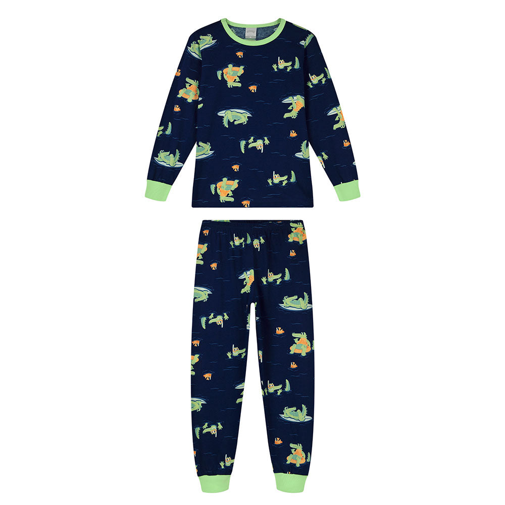 Pijama Infantil Menino Meia Malha Jacaré - Alakazoo