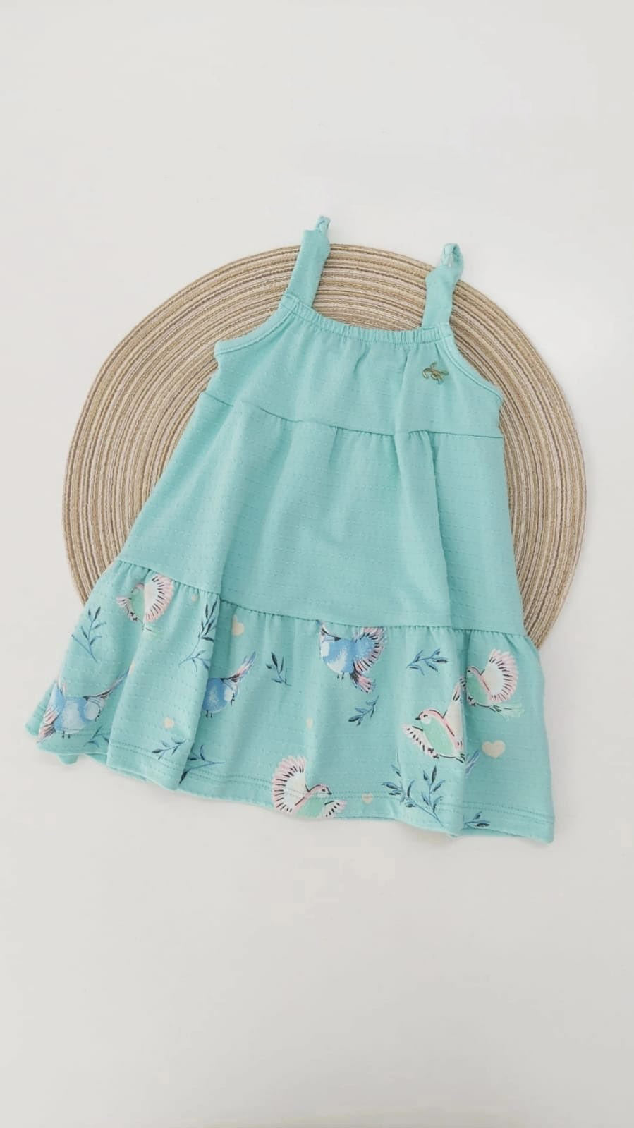 Vestido Infantil de Cotton Poá Pássaros - Kiko e Kika