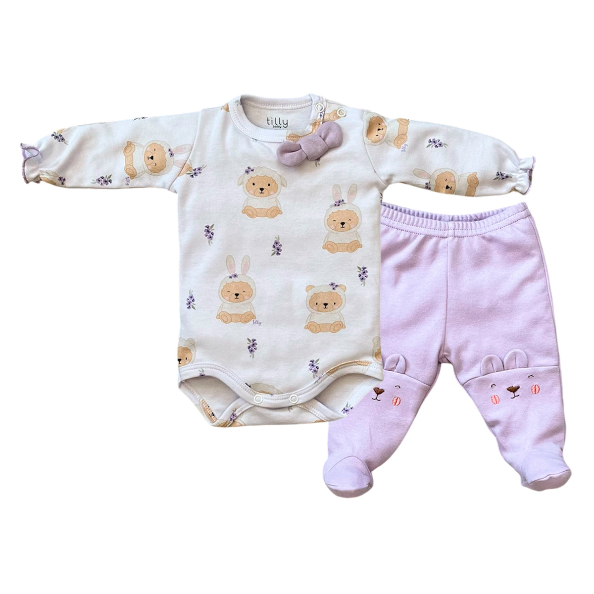 Conjunto Bebê Body Manga Longa e Calça Ursinha - Tilly Baby