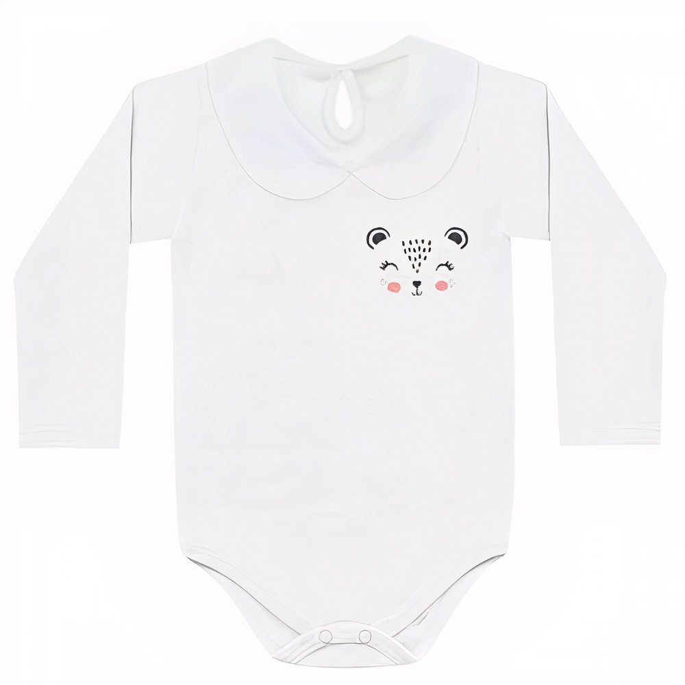 Body Manga Longa Bebê Menina Oncinha Com Gola - Kiko Baby