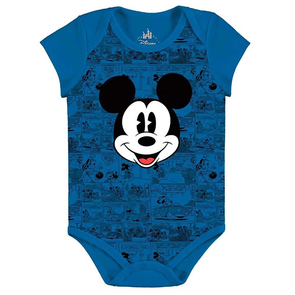 Body Manga Curta Mickey Azul Cobalto - Marlan