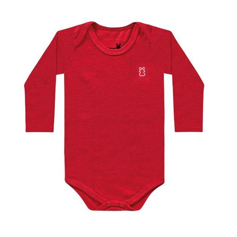 Body Manga Longa Suedine em Malha Jacquard - Kiko Baby
