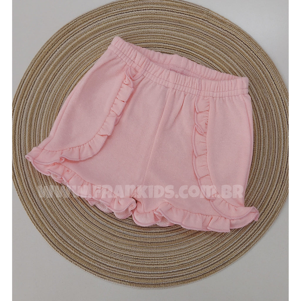 Short Bebê Infantil Menina Moletinho Com Babado - Tilly Baby
