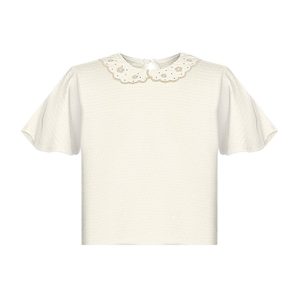 Blusa Infantil Menina Texturizada Gola Bordada - Alakazoo