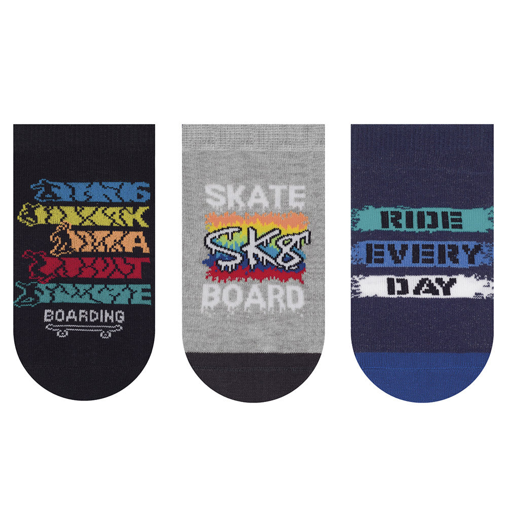 Kit 3 Pares Meia Cano Curto Infantil Menino Skate - Selene