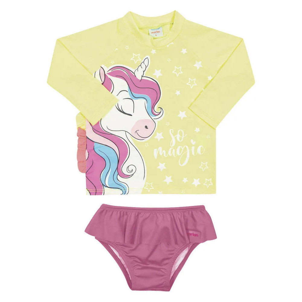 Conjunto Blusa e Calcinha Proteção UV 50+ Unicórnio - Marlan