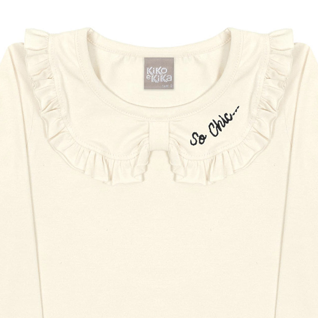 Blusa Bebê Menina Manga Longa Gola Bordada - Kiko e Kika