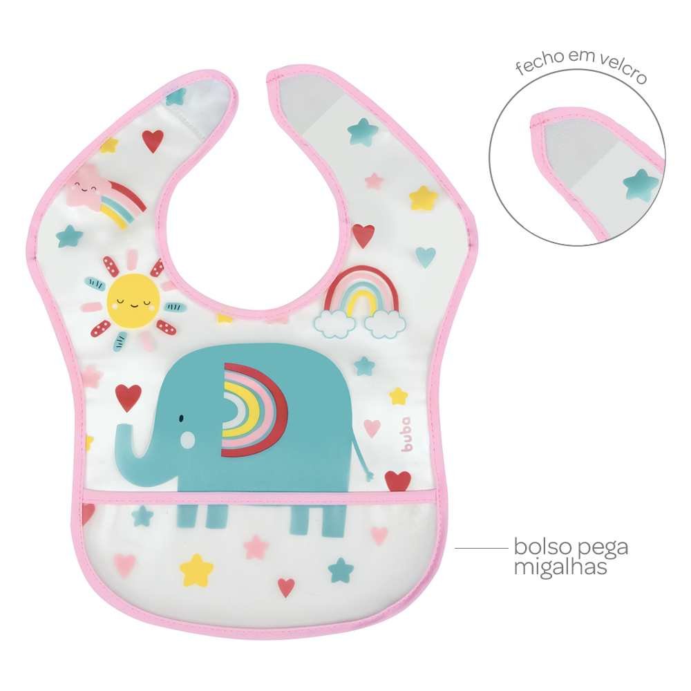 Babador Bebê Impermeável Para Alimentação Arco-íris - Buba