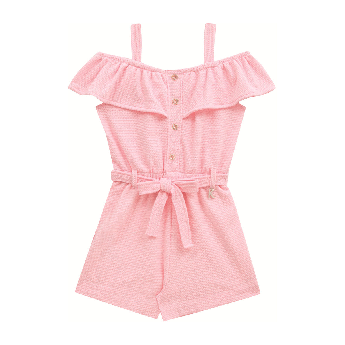 Macaquinho Infantil Menina Babados Laço - Kiki Xodó