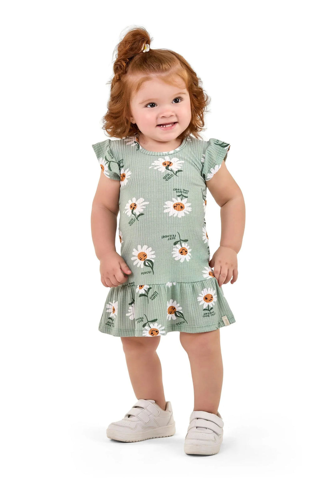 Vestido Canelado Bebê Menina Margaridas - Elian