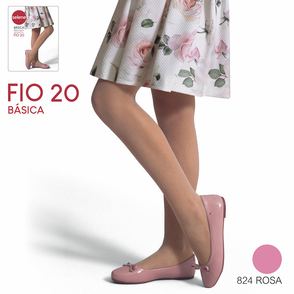 Meia-Calça Fio 20 Fina Bebê Infantil Menina Lisa - Selene