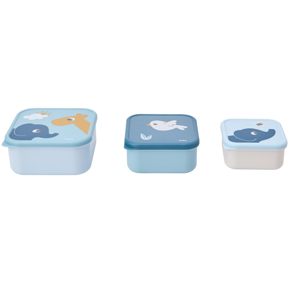 Kit 3 Potinhos Para Bebê Cloudy Azul - Buba