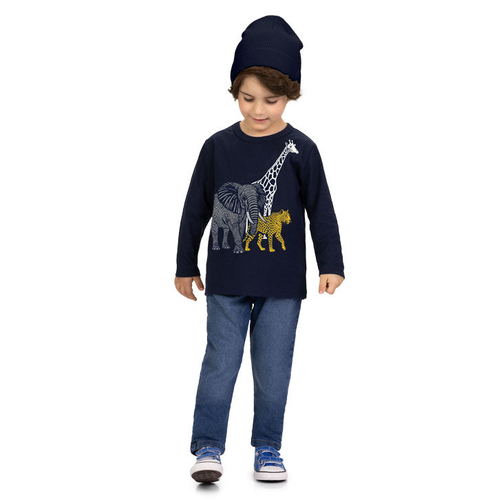Camiseta Infantil Menino Manga Longa Safári - Kyly