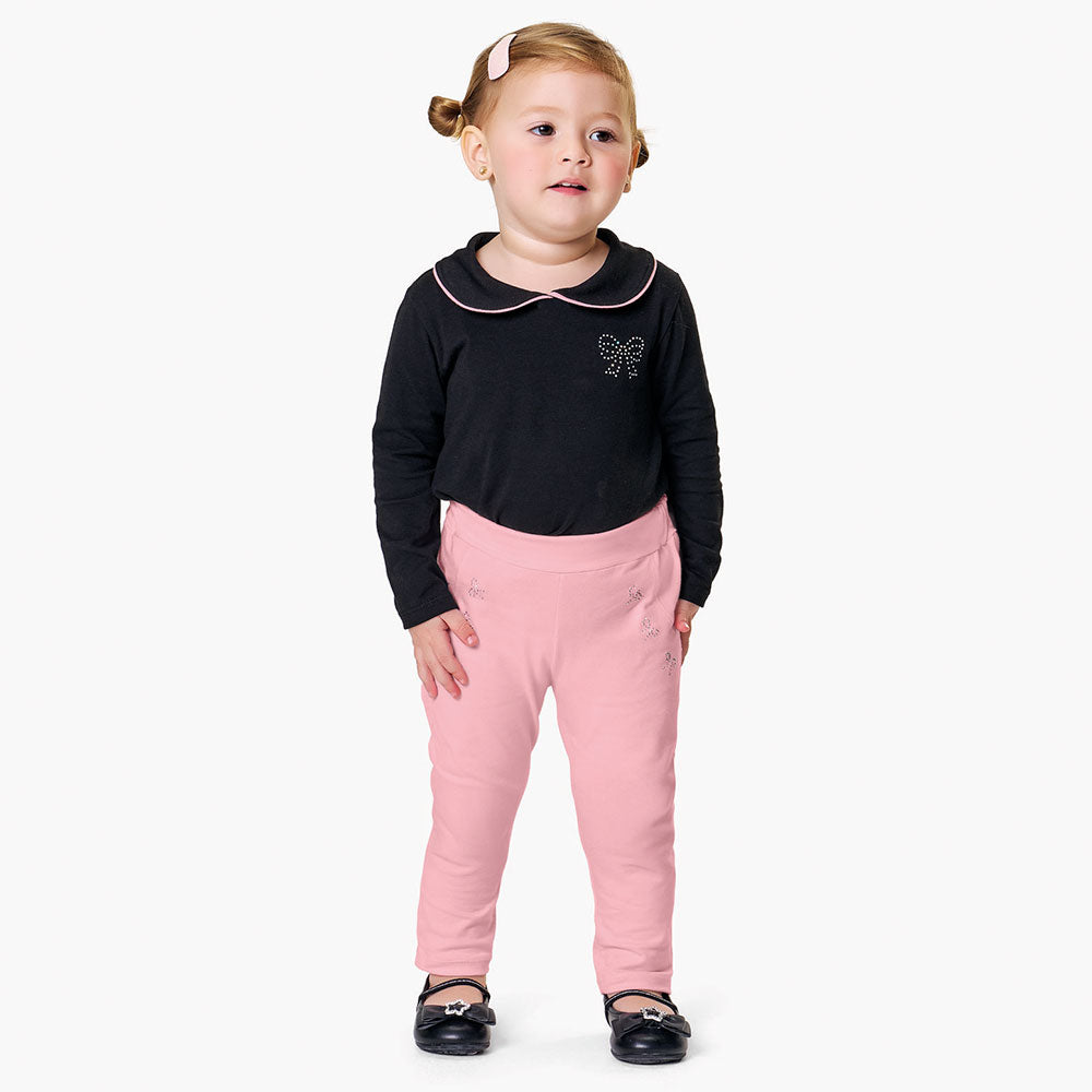 Calça Legging Menina Molecotton Peluciado Laços - Kiko e Kika