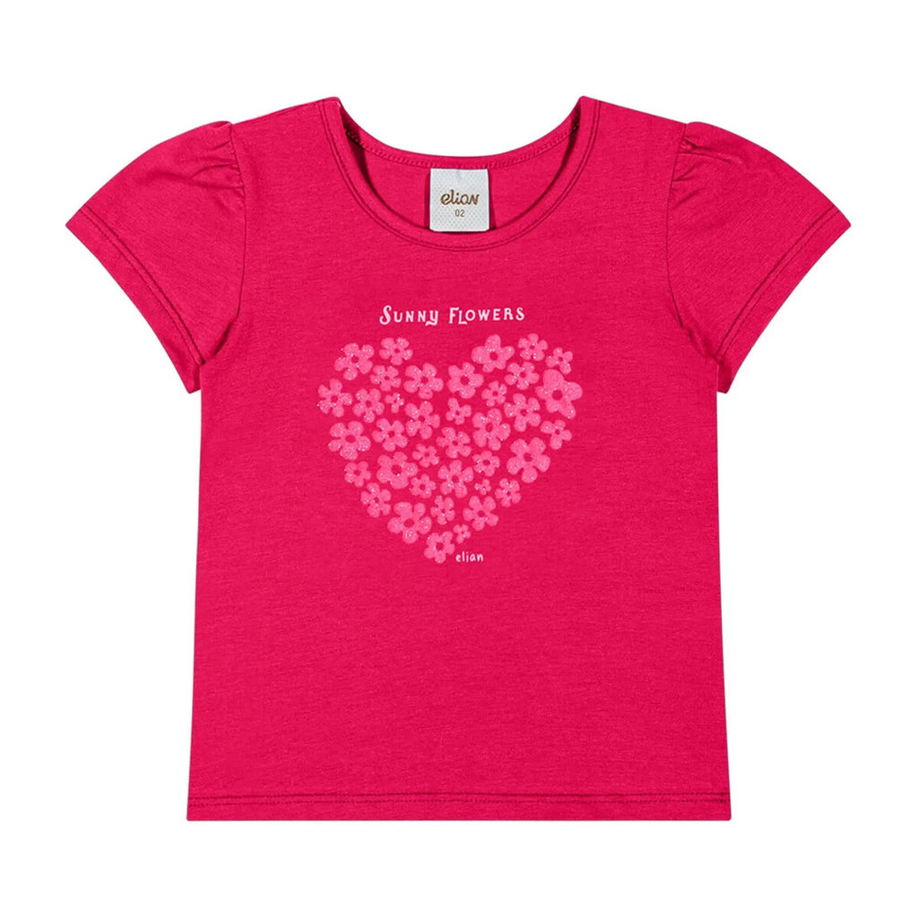 Blusa Infantil Menina Coração Floral - Elian