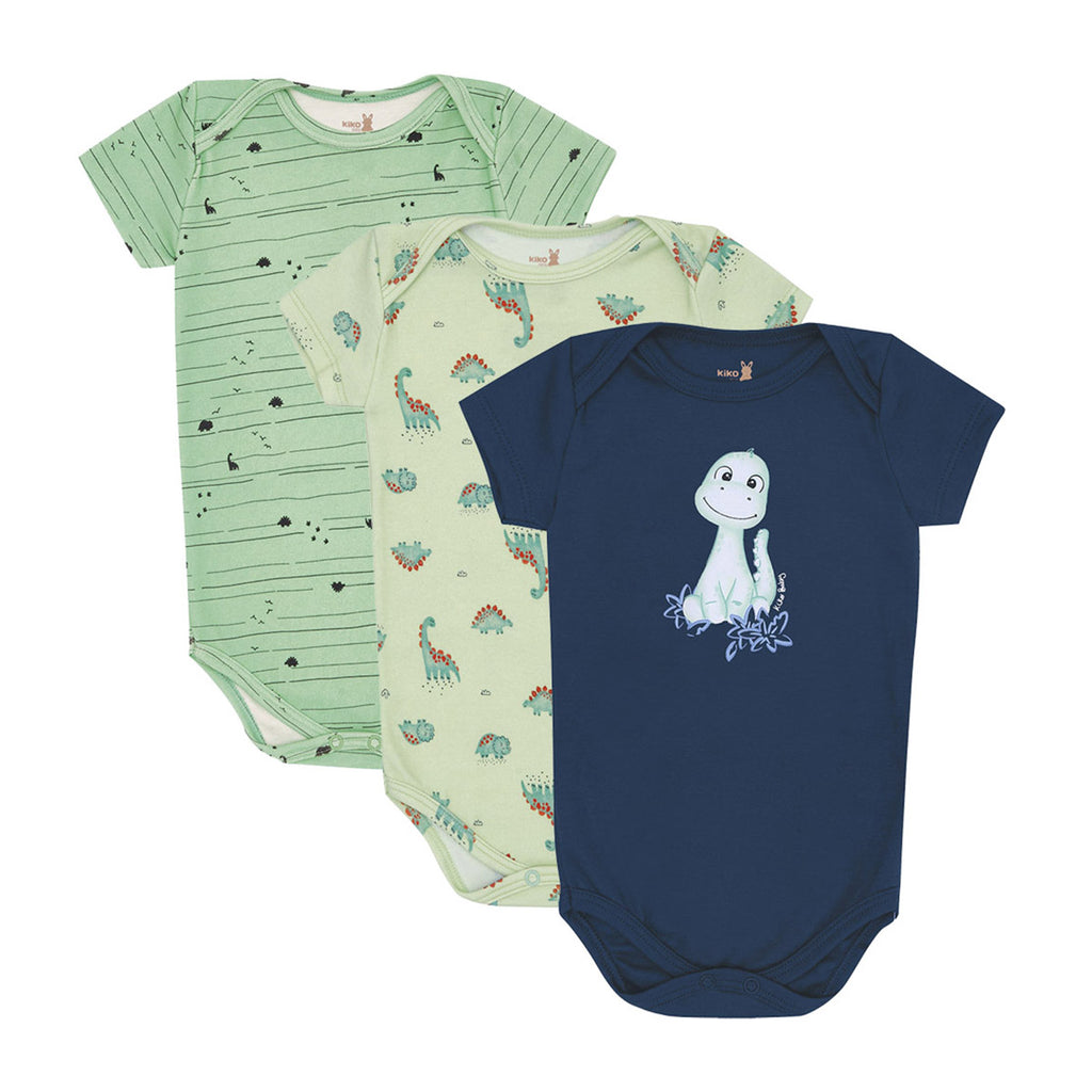 Body Manga Curta Bebê Menino Dinos - Kiko Baby