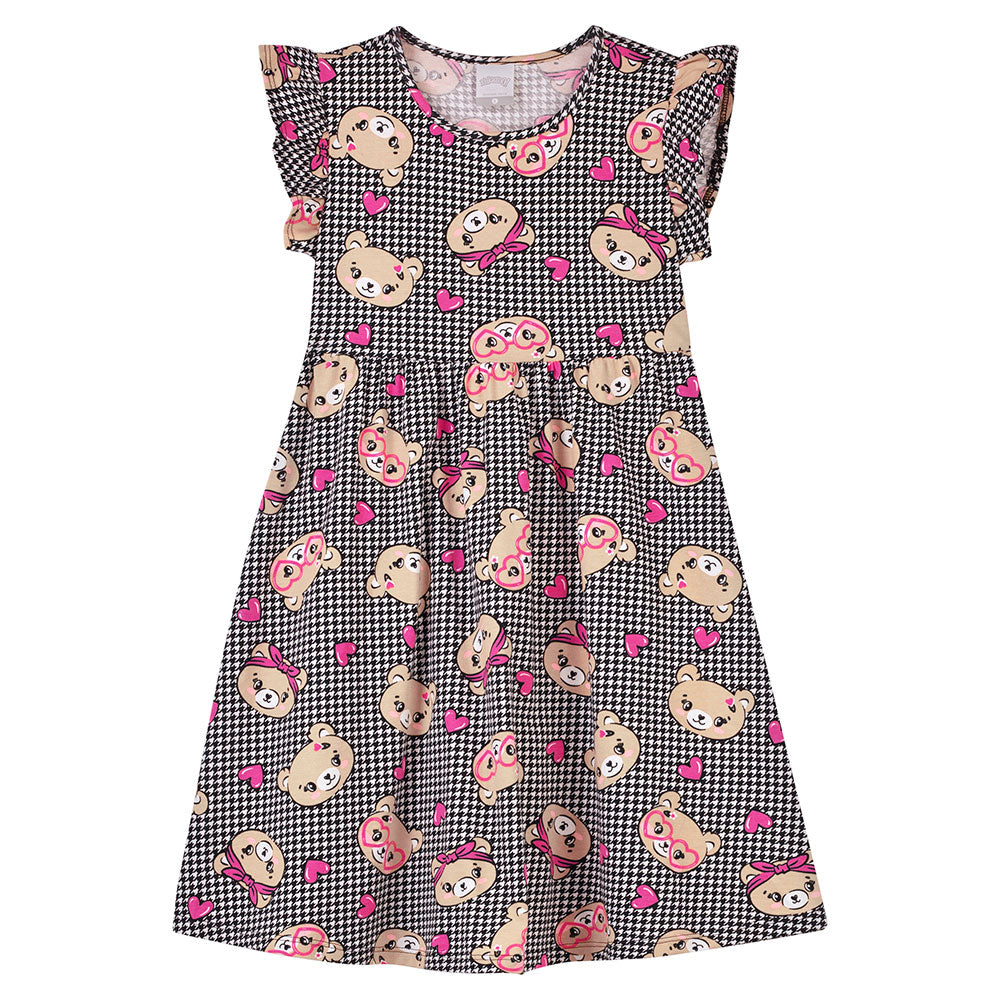 Vestido Infantil Meia Malha Ursos - Alakazoo