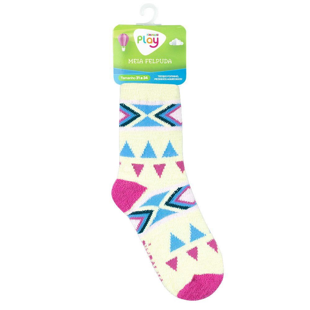 Meia Felpuda Infantil Menina 31-34 Geométrica - Pimpolho