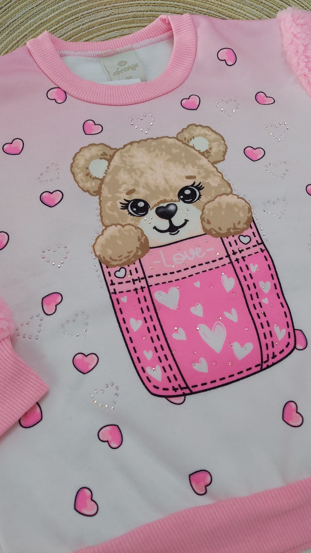 Blusão Menina Moletom e Pelo Carneirinho Ursinho - Abrange