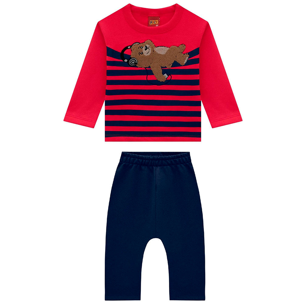 Conjunto Blusão e Calça em Moletom Peluciado Urso - Kyly