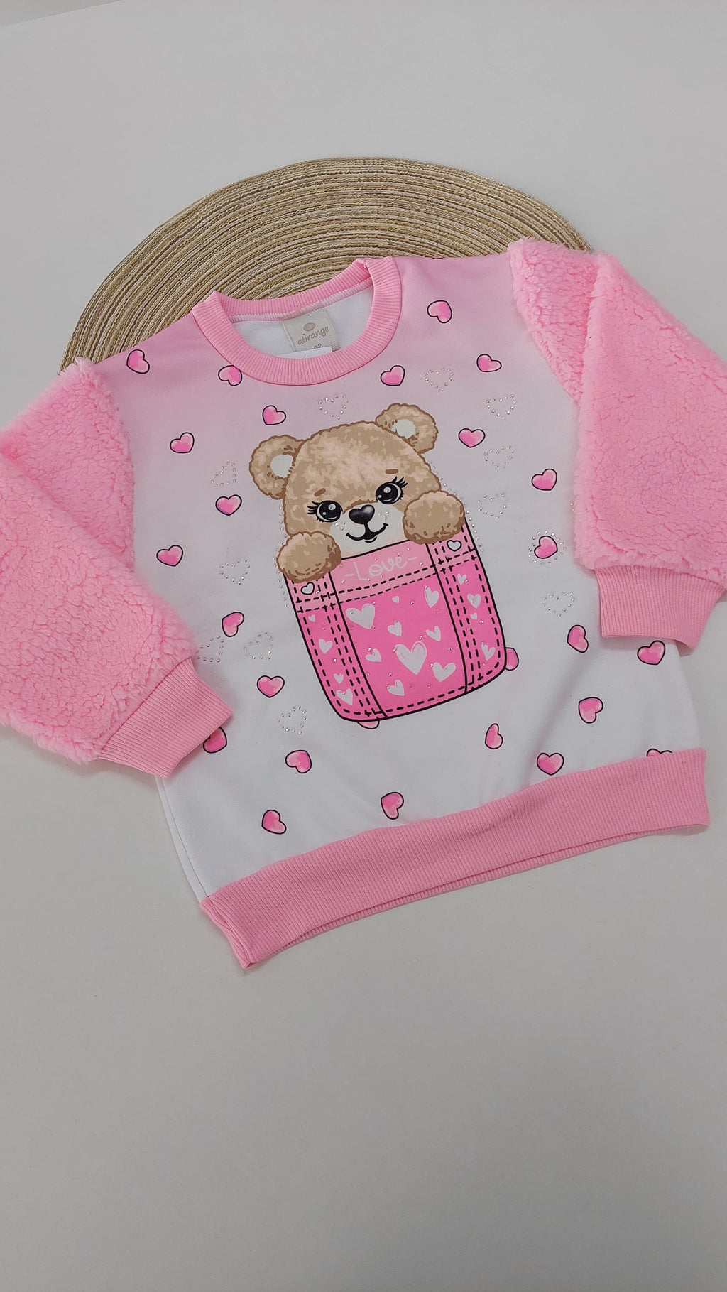 Blusão Menina Moletom e Pelo Carneirinho Ursinho - Abrange