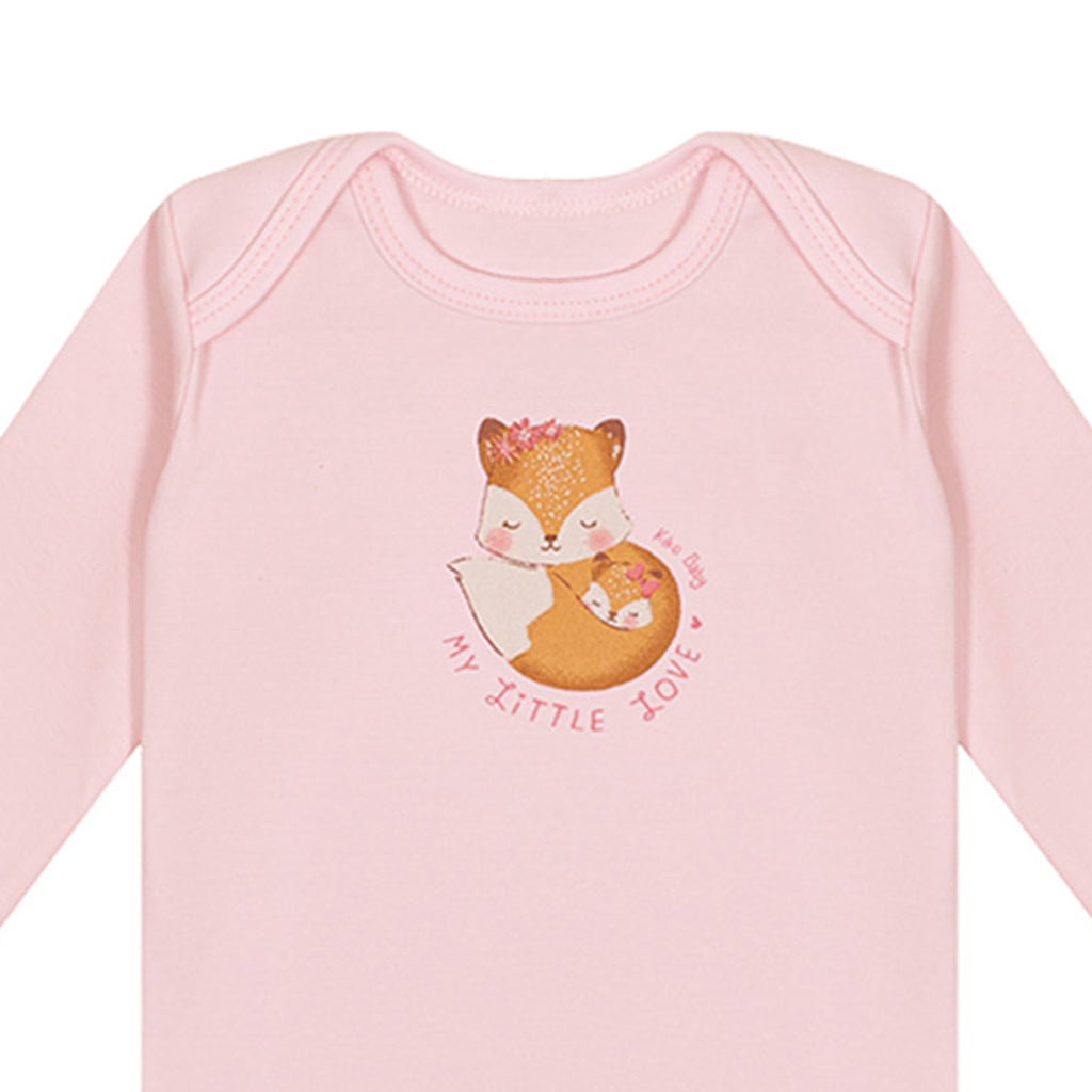 Body Manga Longa Bebê Menina Raposa - Kiko Baby