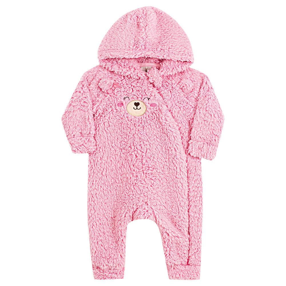 Macacão Bebê Menina Pelo Sherpa Com Zíper Urso - Kiko Baby