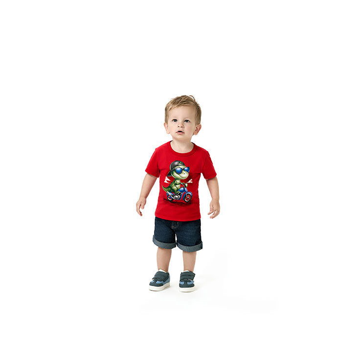 Camiseta Manga Curta Infantil Menino Dino de Moto - Kyly
