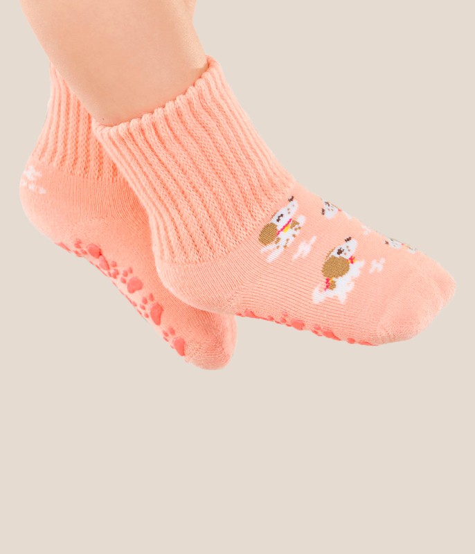 Meia Atoalhada Bebê Antiderrapante Salmão - Lupo