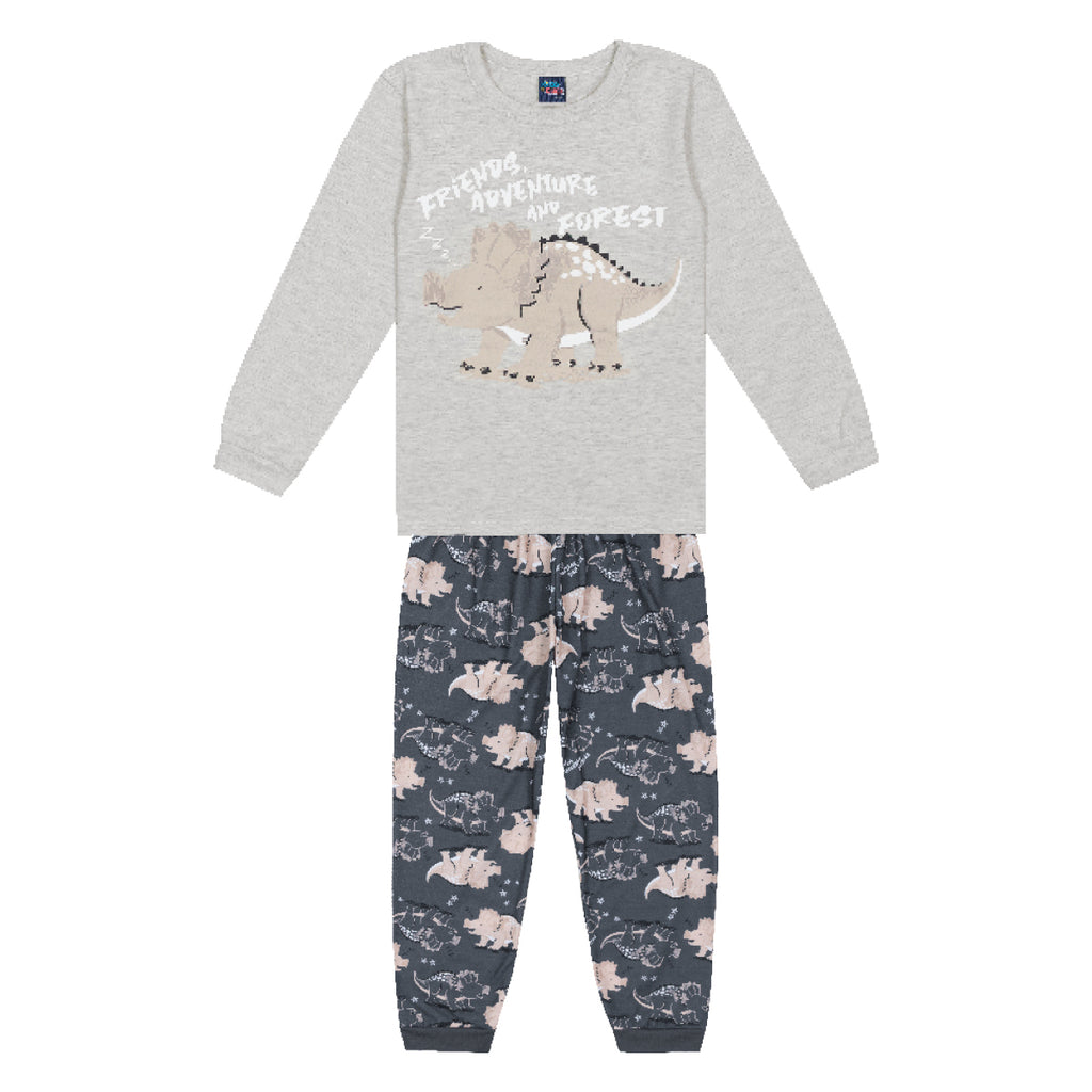 Conjunto Pijama Infantil Menino Meia Malha Dino - Kiko e Kika