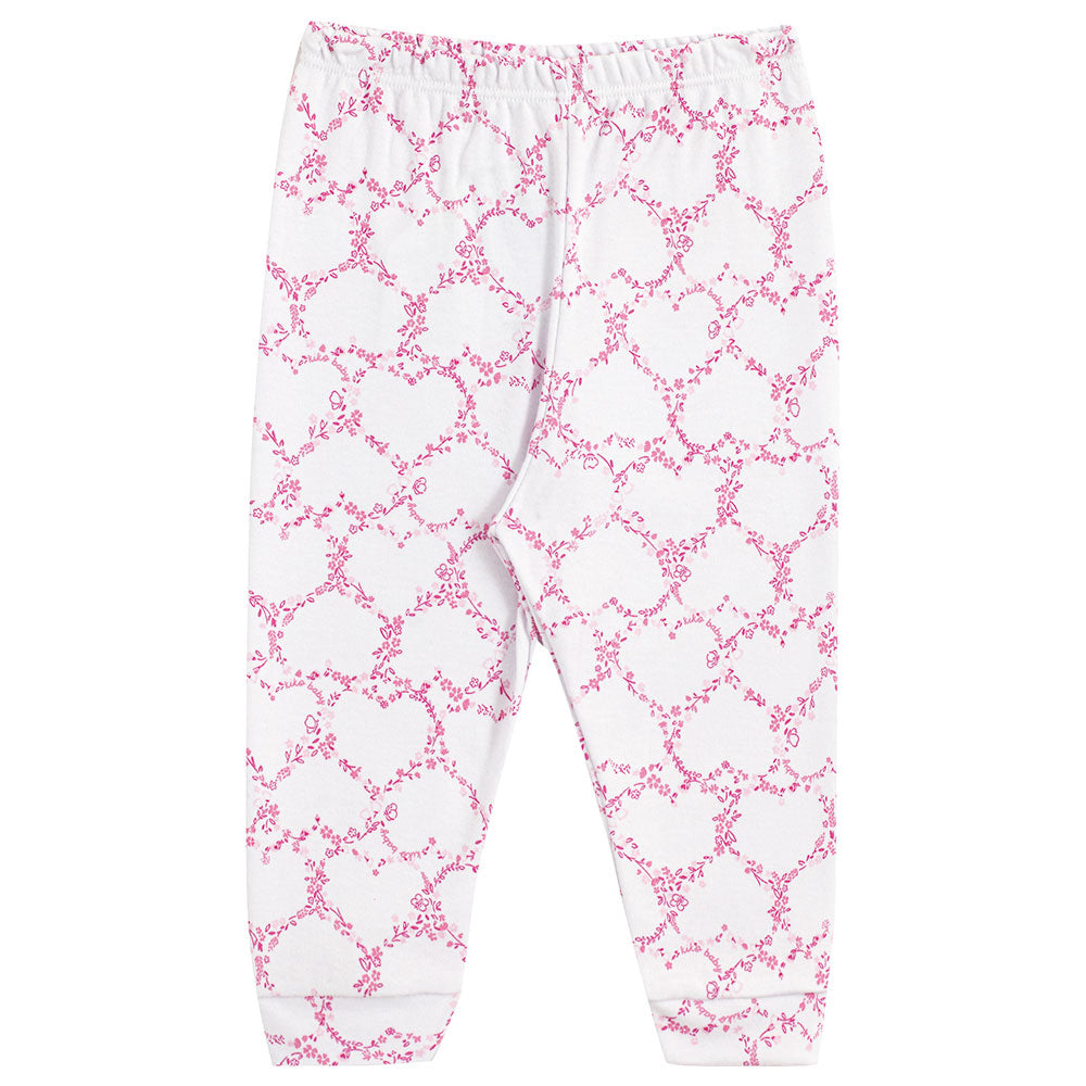 Calça Bebê Menina Suedine Floral Branca - Kiko Baby