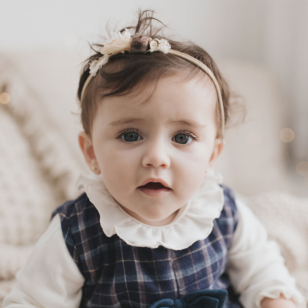 Vestido Bebê Xadrez e Body Manga Longa Com Gola - Tilly Baby