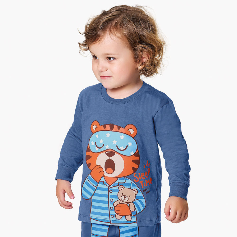 Pijama Menino em Meia Malha Brilha no Escuro Tigre - Kiko e Kika