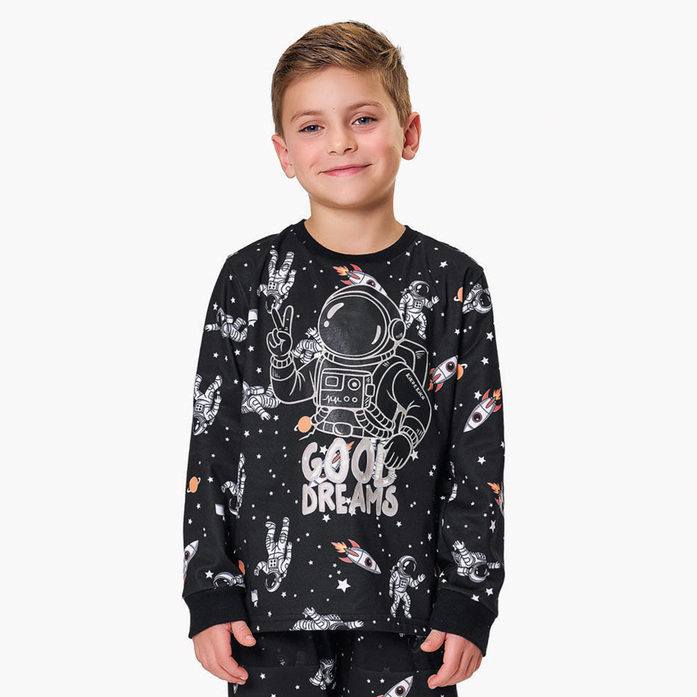 Pijama Infantil Menino Térmico Brilha no Escuro - Kiko e Kika