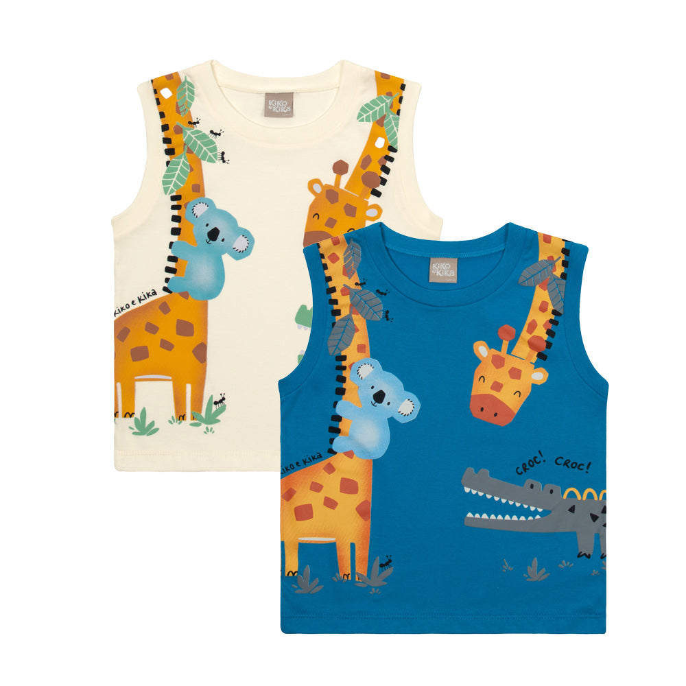 Regata Infantil Menino Safári Girafa - Kiko e Kika